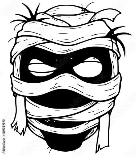 Winking mummy monster with bandages