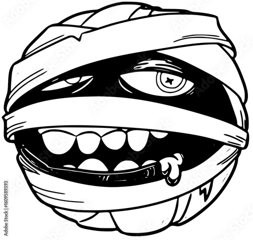 Smiling mummy monster with bandages