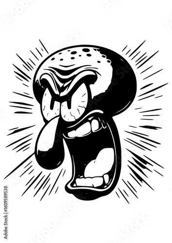 Angry cartoon character shouting loudly