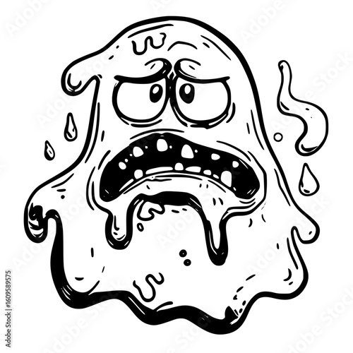 Sad ghost crying and melting