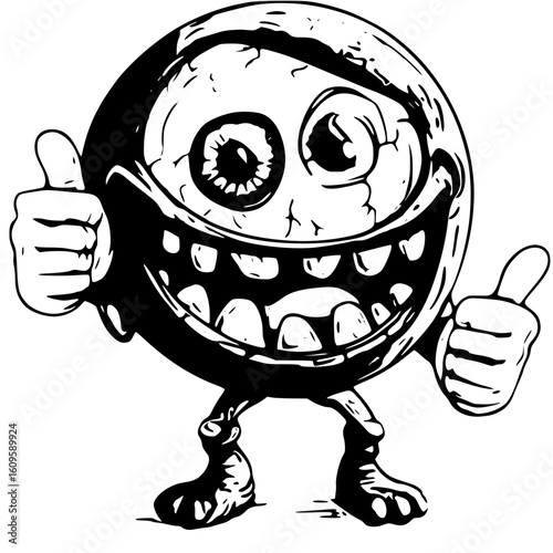 Happy monster giving two thumbs up