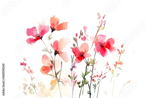 Wallpaper Mural Elegant Watercolor Pink Flower Bouquet; Soft, Romantic, Spring Mood Torontodigital.ca