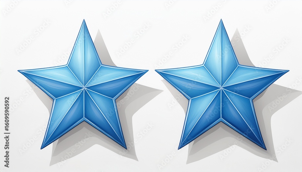 Obraz premium two simple light blue five pointed stars with white background perfect for rating feedback or decoration purposes
