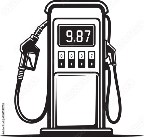 Gas Pump Nozzle and Fuel Dispenser Vector Set – Automotive Fueling Equipment Icons