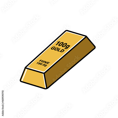 A stylized gold bar illustration featuring clean lines, bright gold coloring, and a white background, perfect for financial and investment themes, and graphic design projects.