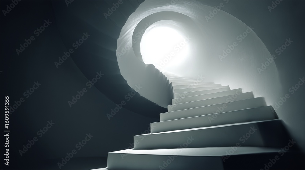 Obraz premium Ascend: Monolithic Spiral Staircase of Success (AI generated)