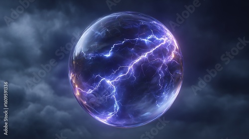 Harnessed Power: A Lightning Bolt Captured in a Glass Sphere (AI generated)