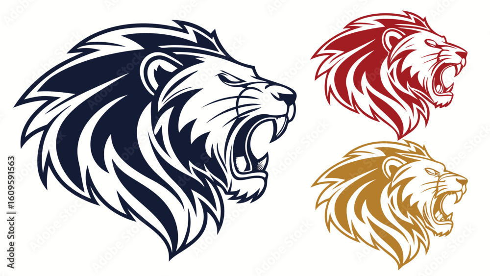 aggressive animal head roaring face vector aggressive animal head roaring face vector