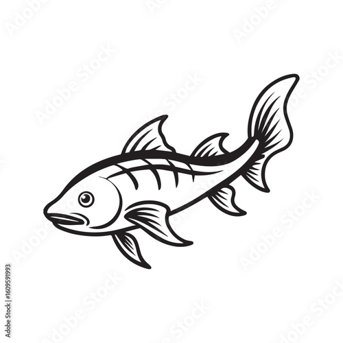 Stinging fish vector illustration logo sticker design silhouette 