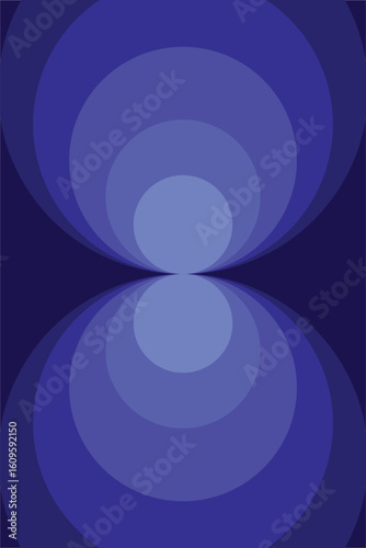 Hypnotic Blue Tunnel abstract geometric design with reflected circles, creating a sense of infinite depth use as a wallpaper or poster design