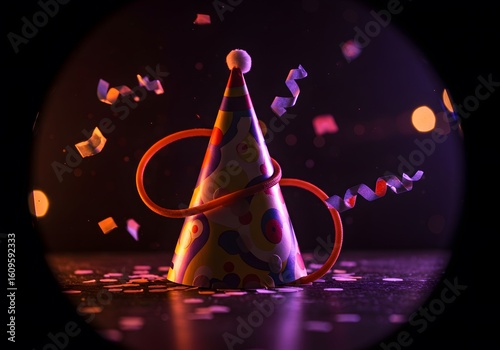 Party Hat, Confetti and Streamers – Festive Celebration, Event Decoration, Birthday or Holiday