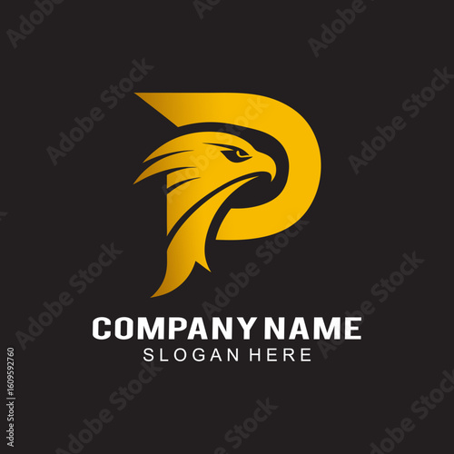 letter P for eagle logo vector