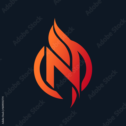 vector fire flame with letter N