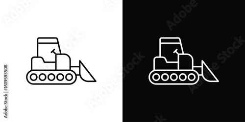 Bulldozer icon. Editable stroke line icons