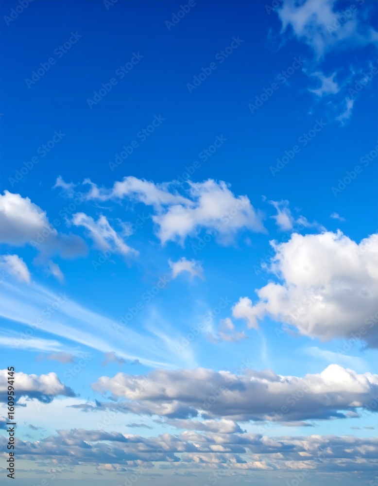 Obraz premium A vibrant blue sky dotted with fluffy white clouds