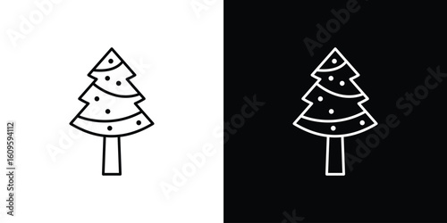 Christmas tree icon. Editable stroke line icons