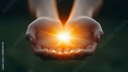 Hope, Healing, and Light:  Golden Hour Cinematic Hands Offering Warmth and Inspiration