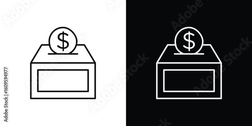 Donation box icon. Editable stroke line icons