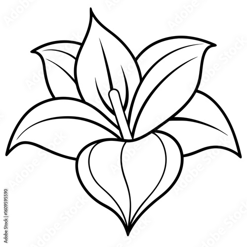 Hosta flower plant vector in flat clean cartoon design