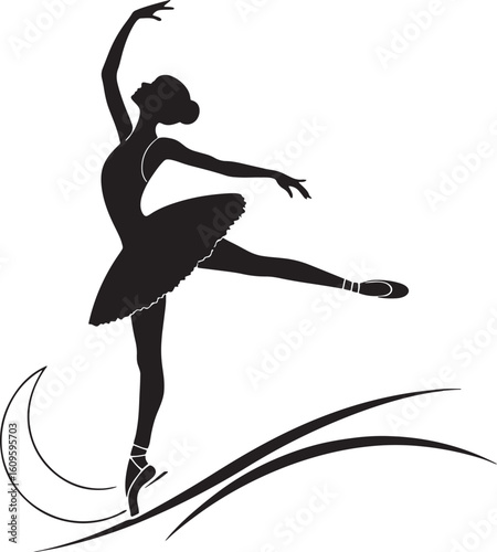Elegant ballerina performing graceful ballet pose with flowing lines dance dancer