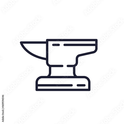 anvil line icon, blacksmith tool on white