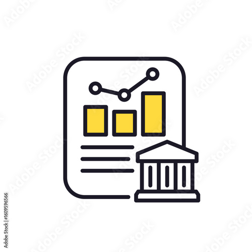 bank metrics icon with financial report on white