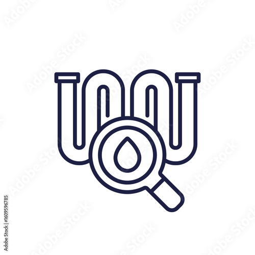 leak detection line icon with a pipe on white