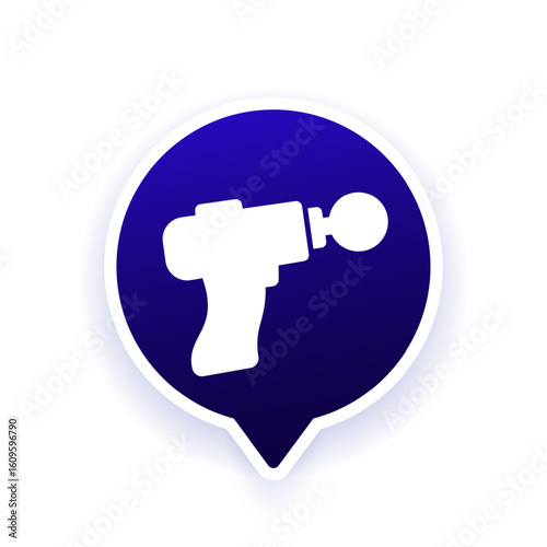 massage gun icon, percussive massager vector pictogram