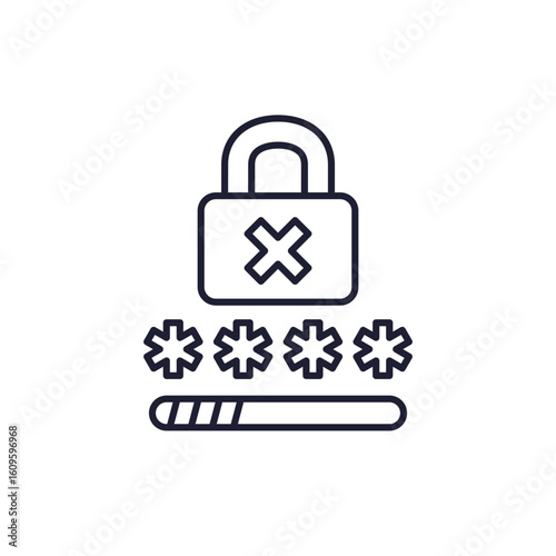 weak password icon with a lock, line design