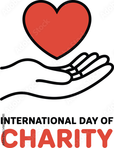 Red heart held by open hand International Day of Charity