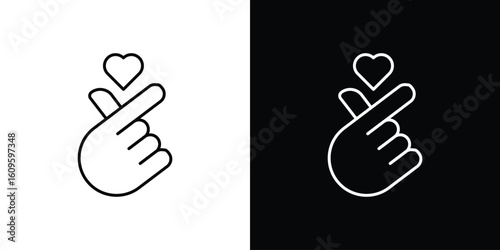 korean heart icon. Editable stroke line icons