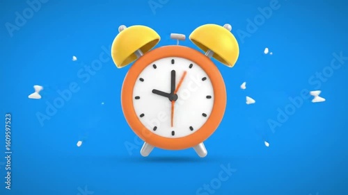 Cartoon Alarm Clock Rings in 3D Morning Style