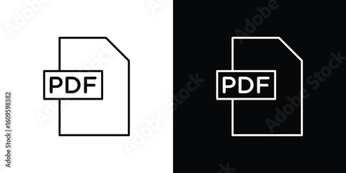 PDF file icon. Editable stroke line icons