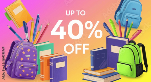 Amazing Back to School Sale Up to 40% Off Featuring Backpacks Books and Stationery Essentials for Students