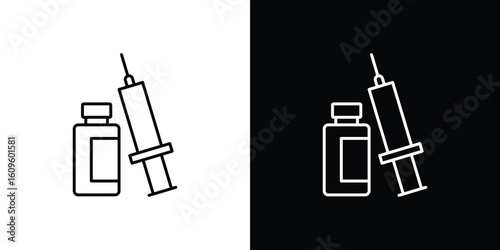 Vaccine vial icon. Editable stroke line icons