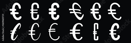 Euro icon or logo isolated sign, vector flat black trendy style illustration for web and app