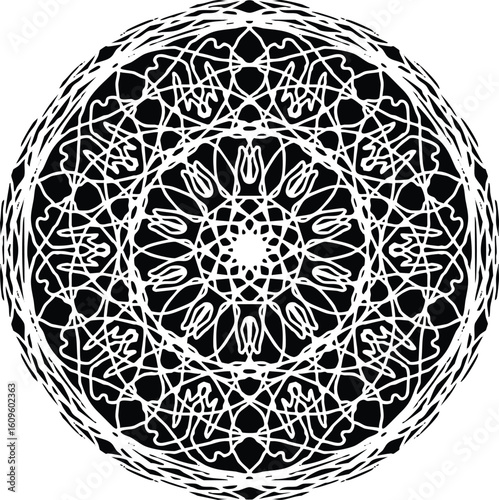 Black floral mandala vector design