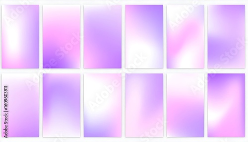Set of 12 soft, pastel gradient backgrounds
