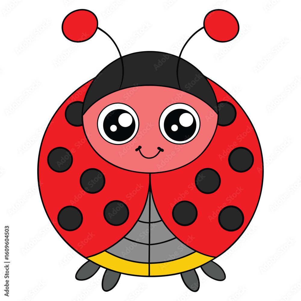 Obraz premium Vector illustration of cute ladybug smiling cartoon.