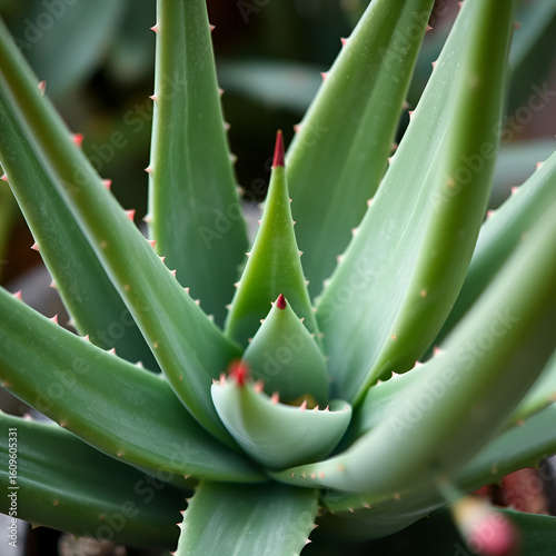 Detail of the leaves of a beautiful Aloe vera plant