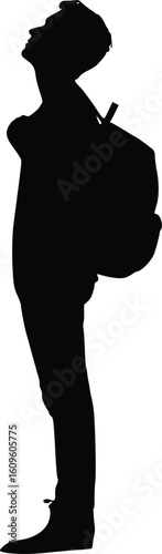 Adventurous Spirit Silhouette - Backpacker Looking Up