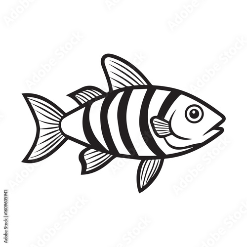 Zebra danio silhouette vector illustration logo sticker design 