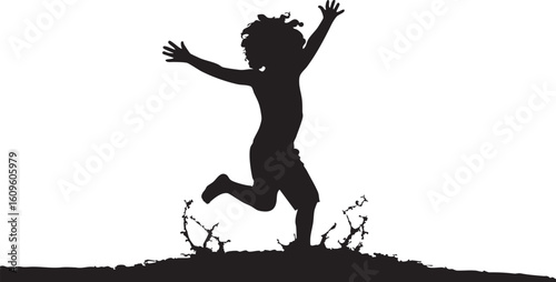 Childhood Joy Silhouette - Puddle Jumping