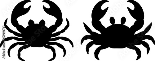Black crab set, Set of animals, crab animal collection, Vector of animals, crab animal silhouette, black animal isolated on white background