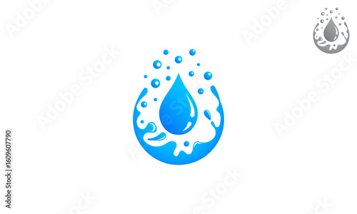 Water drop logo with abstract blue gradient vector design