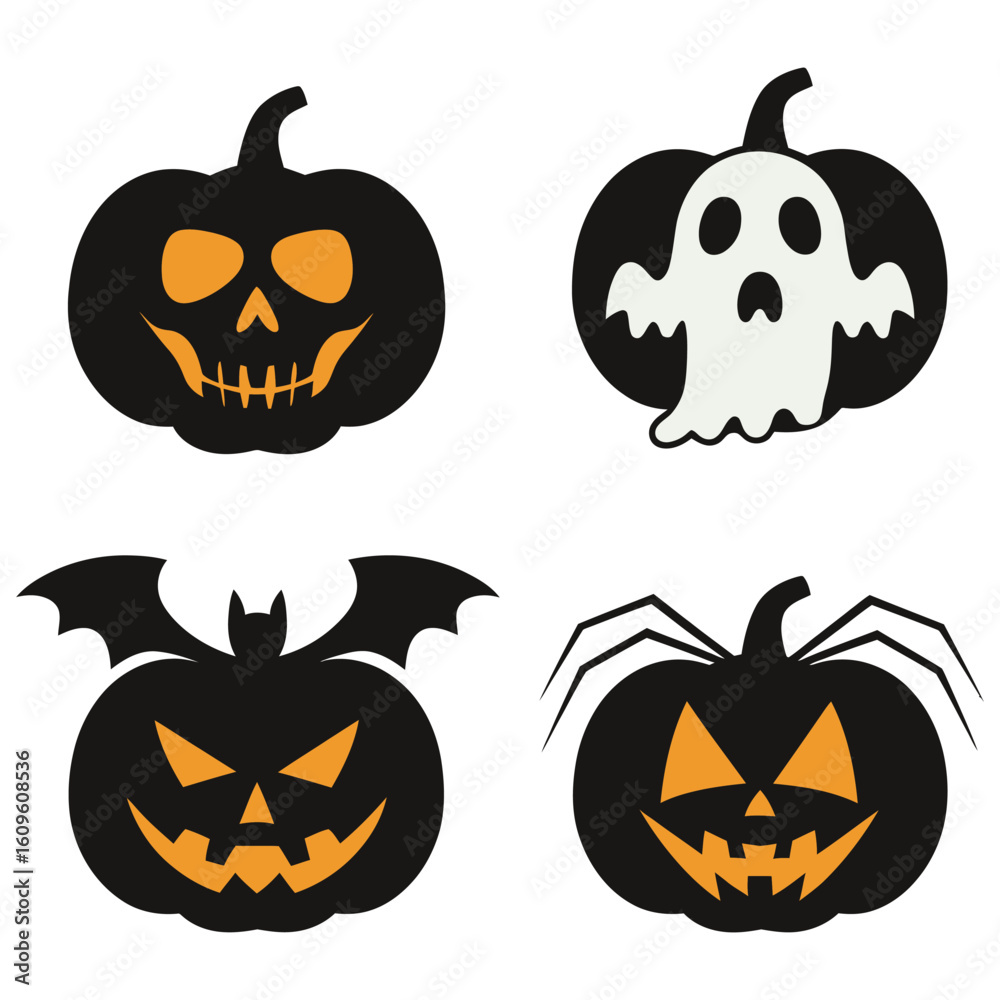 Obraz premium Set of Halloween Pumpkin Silhouettes