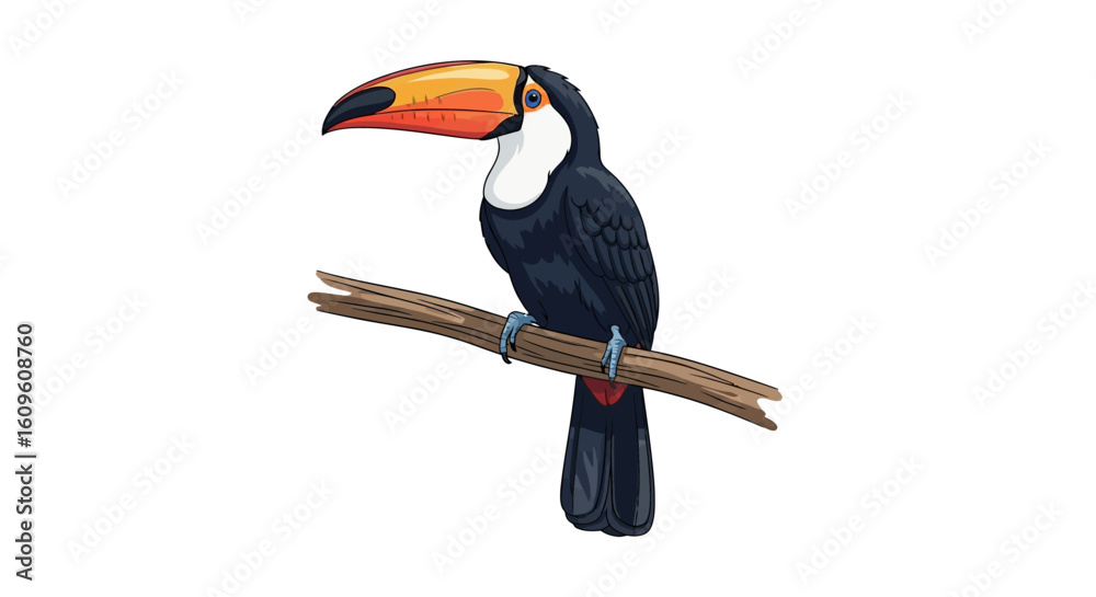 Obraz premium Vibrant Toucan Perched on a Branch