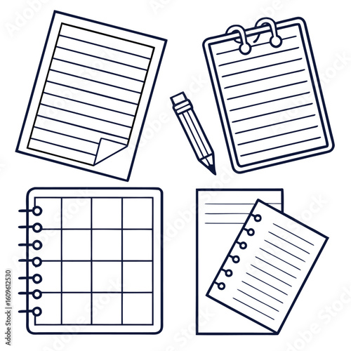 Stationery paper type icons including a4 sheet and various styles