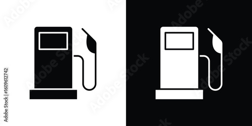 Gas station icon illustrations filled outline style. EPS10