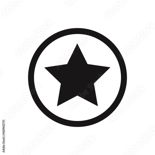 Silhouette of star inside circle shown in clean award and achievement themed minimalist icon